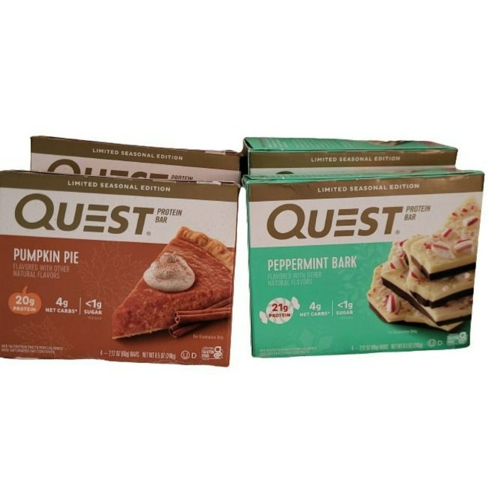 4  -4ct BOXES Quest Nutrition Protein Bars 2 Peppermint 2 Pumpkin Exp 7/23 NIP